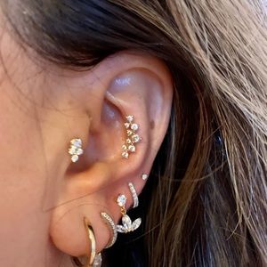 CZ cubic zirconia 14K gold earring. Similar to Maria Tash garland.